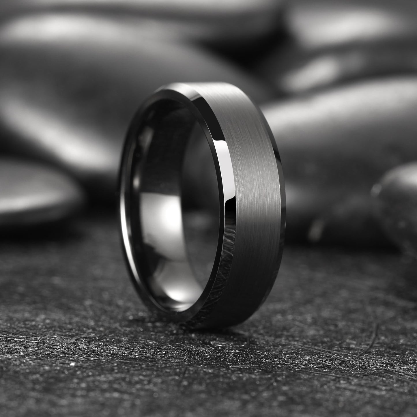 King Will 7mm Tungsten Carbide Ring for Men, Gunmetal Matte & Polished Comfort Fit ，Size 10