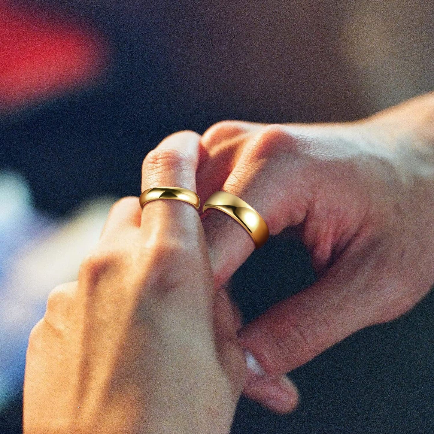Greenpod 4mm 24K Gold Plated Tungsten Rings for Women High Polish Dome Plain Classic Wedding Bands Comfort Fit Size 5