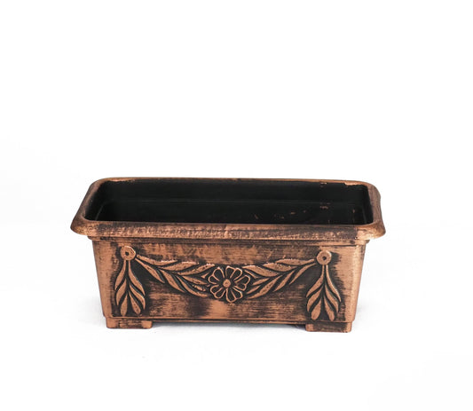 Sapphire USA 5x7x12 inches Rectangle Planter Rustic Look Flower Seedlings Nursery Pot for Garden Patio Office Ornaments Home Decor Long Lasting Reusable Light Weight (Copper)