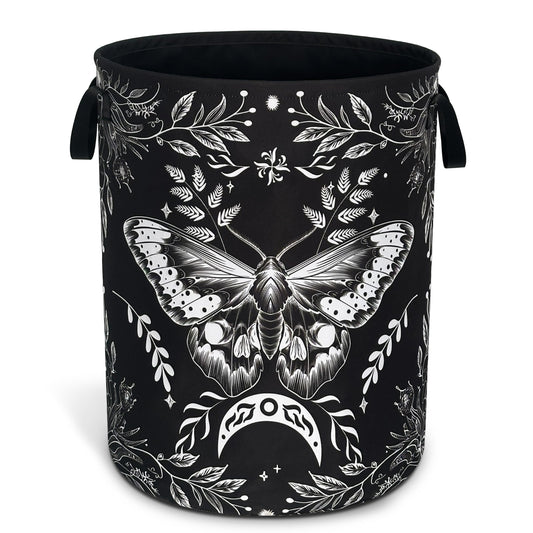 Moth Laundry Basket Oxford Cloth Funny Butterfly Laundry Hamper With Handle Foldable Portable Clothes Storage Basket 18.9 X 16.5 In Storage Bag For Laundry Room/Bathroom/Bedroom/Dormitories