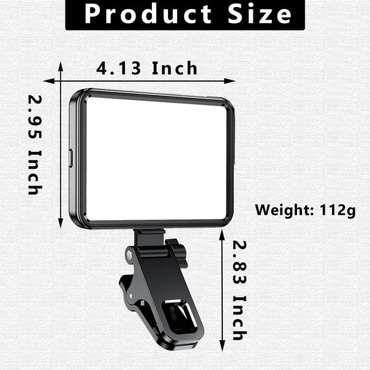 Datarm Rechargeable Soft Selfie Light for Phone, Camera, Laptop, 4-14H Battery Portable LED Light for Pictures, Phone Light Clip for Selfie, Vlog, TikTok, Makeup, Video Conference Black