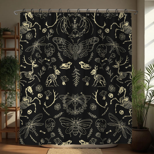 TSLOVER Black Goth Skull Shower Curtains,Spooky Gothic and Skull Shower Curtain for Bathroom,Funny Western Witchy Waterproof Polyester Fabric Bath Curtain Decor,72x72 Inches