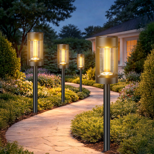 Viewsun Solar Lights Outdoor，8 Pack Solar Pathway Lights with Acrylic Wick and 3000K IP65 Waterproof Lights for Lawn Patio Walkway Driveway Decor Landscape