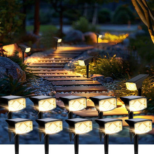 SOLPEX Solar Spot Lights Outdoor Waterproof IP65, Landscape Spotlights Outdoor, Compact Design Spot Lights, Solar Powered Flood Lights for Garden Yard Pathway House Tree Outside, 10 Pack, Warm White