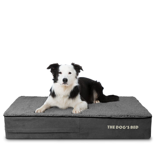 The Dog’s Bed Orthopedic Memory Foam Dog Bed Mattress, Plush Fabric, Grey Plush, Large, 6-Inch