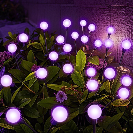 NBQQ Solar Garden Lights Outdoor, Waterproof Solar Powered Lights for Yard Pathway Patio, Swaying Lawn Decor as Gardening Gifts for Women Holiday (Purple, 6 Pack)