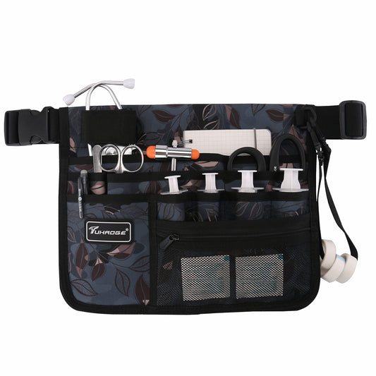 Tuhaoge Multifunctional Nurse Storage Bag, Medical Kit Practical Waist Bag， Nurse Pocket Storage Bag (Ash leaves)