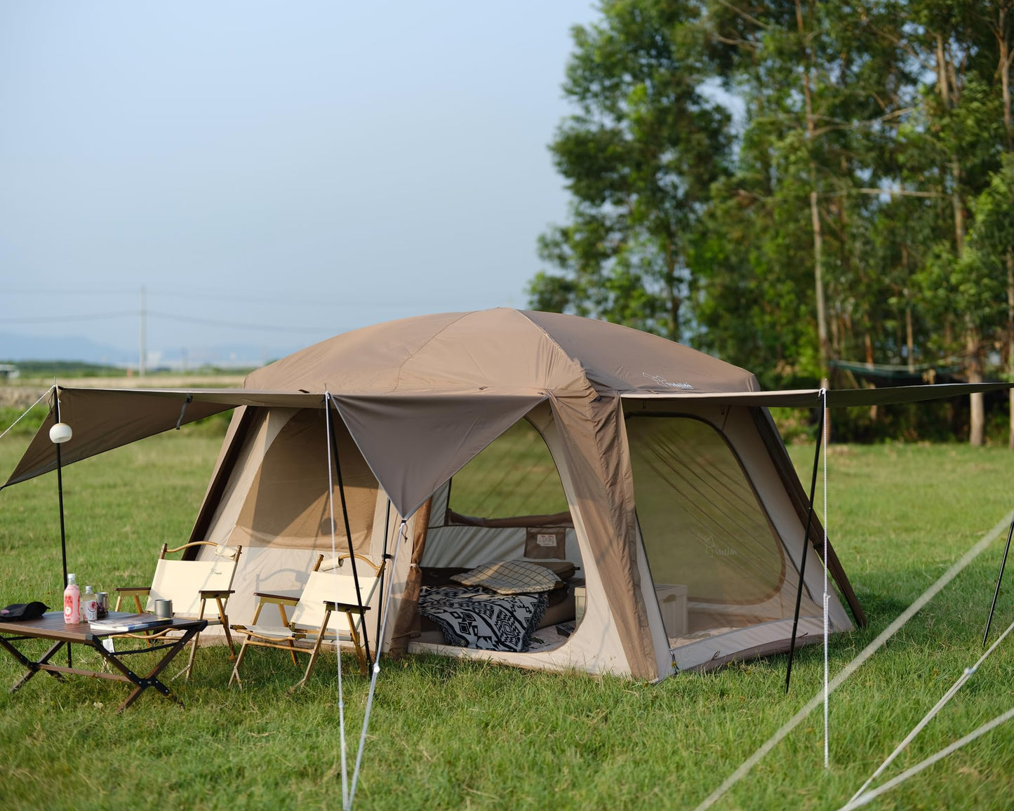 Vidalido 4-6 Person Camping Tent with 3 Door 2 Room Large Family Cabin Tents, Double Layer Waterproof Portable Glamping Tent, Big Tents for Outdoor Camping Hiking and Backpacking