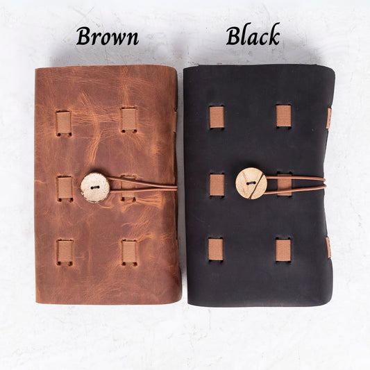 HARDISTON Genuine Leather Electronic Cable Organizer Bag Handmade Travel Cord Organizer Roll Case for Hard Drives, Cables, Charger, Phone, USB, SD Card (Medium - Black)