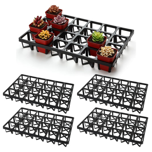 wutfuooo 5 Pack Square Nursery Pot Tray with 24 Cells, Plant Trays for Pots, Flower Pot Moving Tray, Plastic Planting Trays for Carrying Small Plant Pots