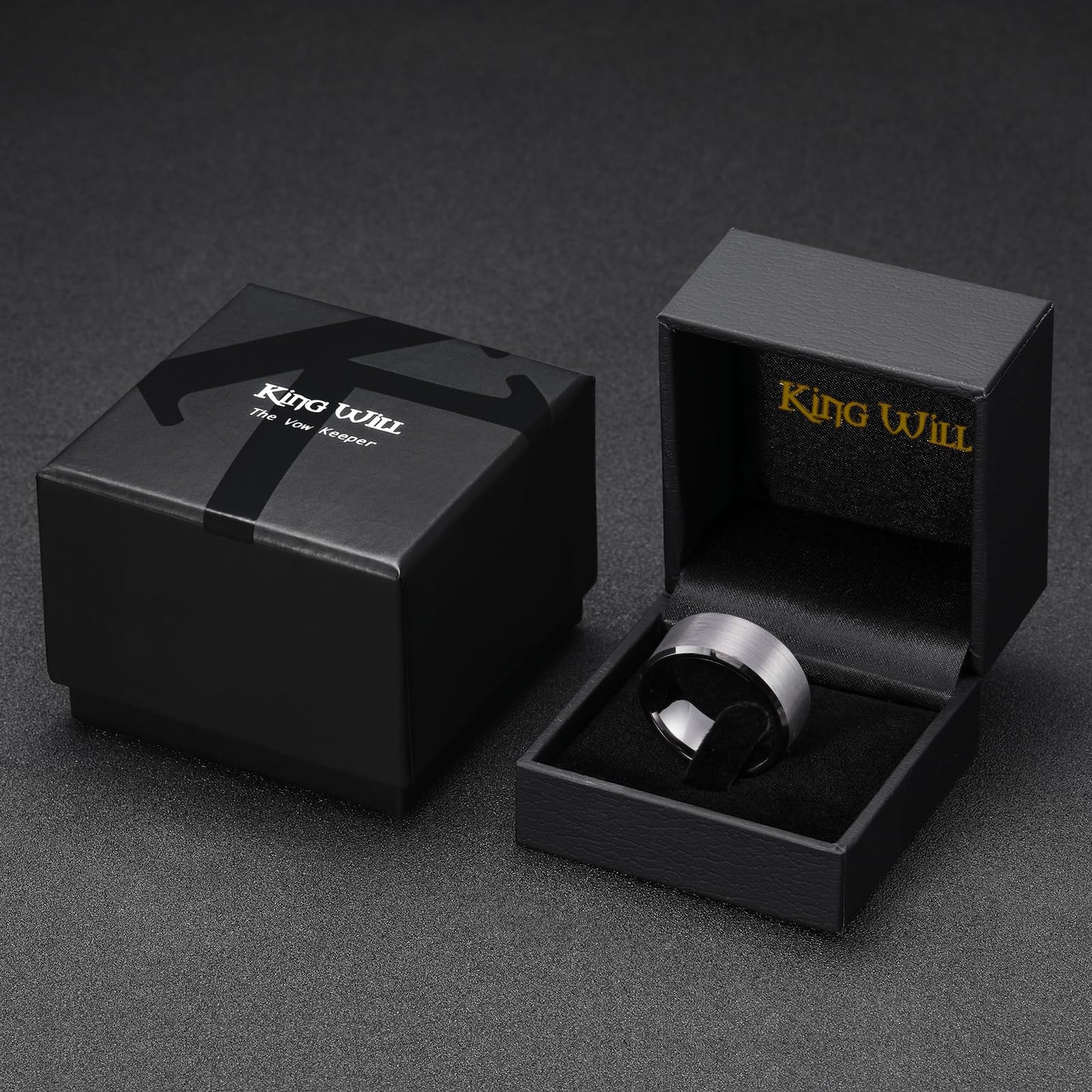 King Will 10mm Tungsten Wedding Band for Men - Gunmetal, Comfort Fit, Size 9