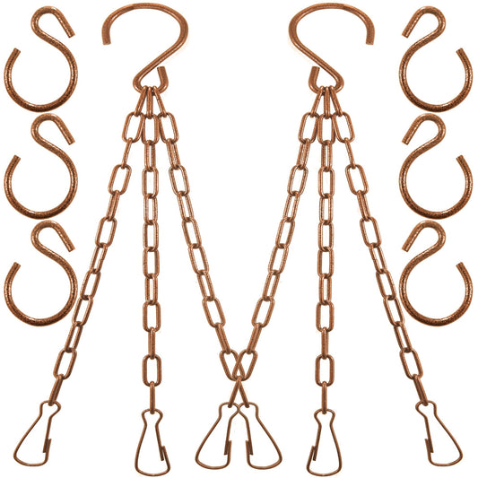 Meinvcisi 2Packs 23Inch 60lbs Heavy Duty Copper-Colored Metal Hanging Chains with 6 S Hooks|Garden Plant Hangers for Hanging Heavy Pots Planters Inddor&Outdoor|Bird Feeders|Lanterns|Decorations.