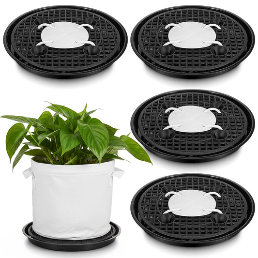 Yuanan 4 Pack 14 Inch Self-Watering Fabric Pot Base,Plant Saucers for Indoors, Plastic Plant Saucer Stand Elevated Plants Saucer Stand for Non-Woven Planter Flower Pot Growth Tent Indoor Outdoor