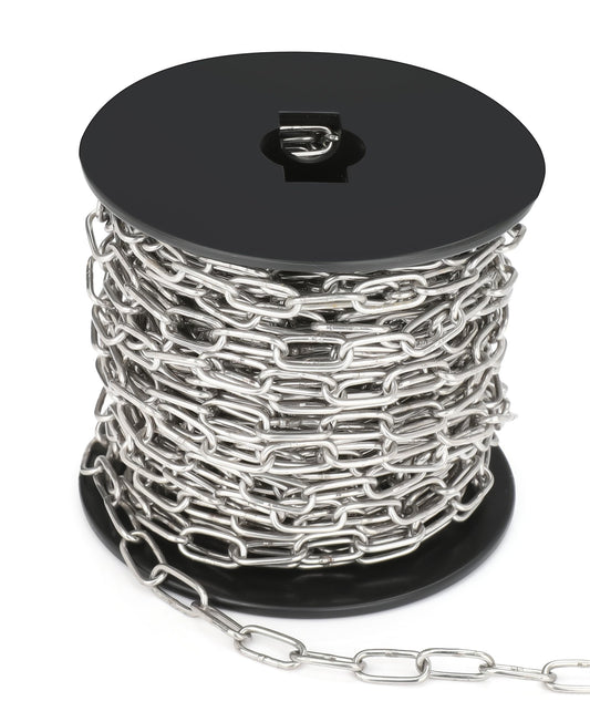 50ft Hanging Chain,304 Stainless Steel Chain, 1/16" Jack Chain, Metal Chains are Customizable for Hanging Bird Feeders/Dog Leashes/Signs & DIY Projects(1.5mm with Spool)