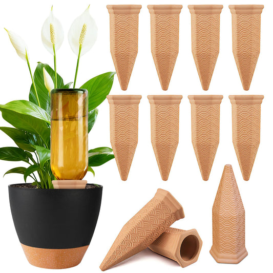 Plant Watering Spikes 12 Pack,Terracotta Plant Watering Spikes Wine Bottle Automatic Plant Waterer for Watering Indoor and Outdoor Plants While on Vacation - Plant Perfect Self-Watering Device