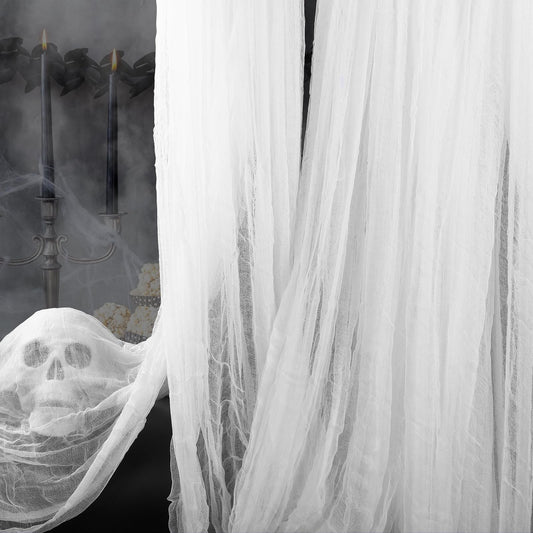 Vellibring 400" x 85" Halloween Creepy Cloth Decoration, Large White Spooky Fabric Cloth Scary Gauze Cheesecloth for Haunted House Halloween Party Yard Wall Indoor Outdoor Decor