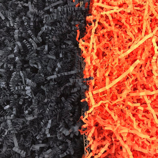 MMvolesy Black Mixed With Orange Halloween Theme Colored Crinkle Paper Filler for Gift Wrap and Basket Filler For gift box filling Cut Paper Shred Filler 8OZ
