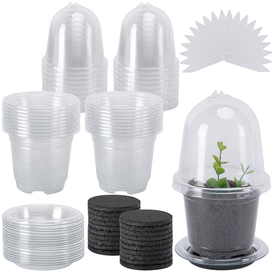 EBaokuup 20 Pack Self Watering Seed Starter Pot, 3 Inch Automatic Watering Plant Nursery Pots with Humidity Dome, Self Watering Nursery Pots for Potted Plants Seed Germination