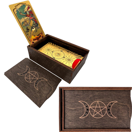 Marolen Tarot Card Holder Box with Moon Phase Design – Tarot Deck Holder Box with Slots – Witchcraft Decor – Gifts for Tarot Lovers – Tarot Accessories for Women