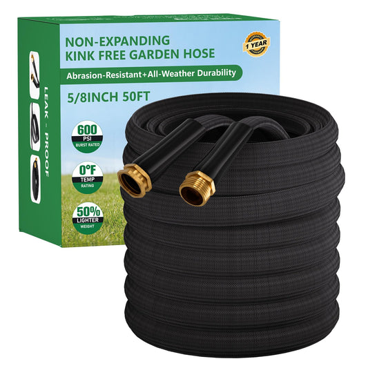 Garden Hose 50FT, Non-Expanding Water Hose Ultra Lightweight, Kink-Free, Burst-Resistant, Lead-Free, Flexible & Durable High-Pressure Hose for Yard, Lawn, Outdoor, Car Washing