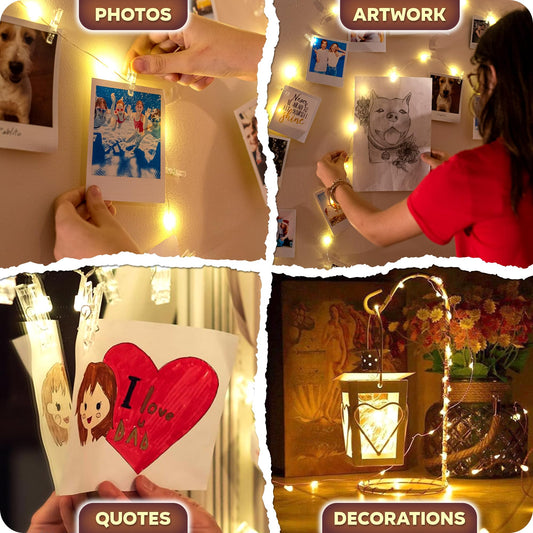Mind-Glowing Photo Clips String Light - Warm White Fairy Lights with Clips for Hanging Pictures - Teen Girl Room Decor, Trendy Stuff - Birthday Gift for Any Year Old Tween Girls (50 LED, 16.4 ft)