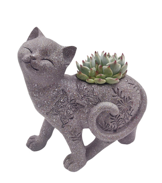 coolboy Cute Cat Succulent Pot with Drainage Hole,Resin Animal Planters Cat Statue Decor,Indoor Plant Pots Cactus Flower Pot for Home Decor and Office Desk Decoration or Outdoor Garden Decoration