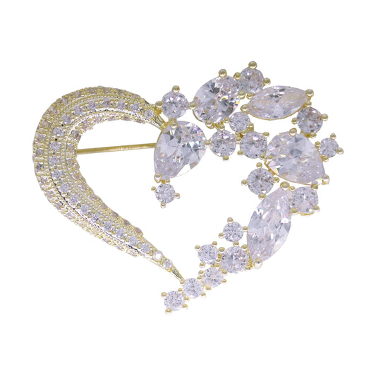 Heart Brooch Pins for Women Fashion Valentine Love Gold Jewelry
