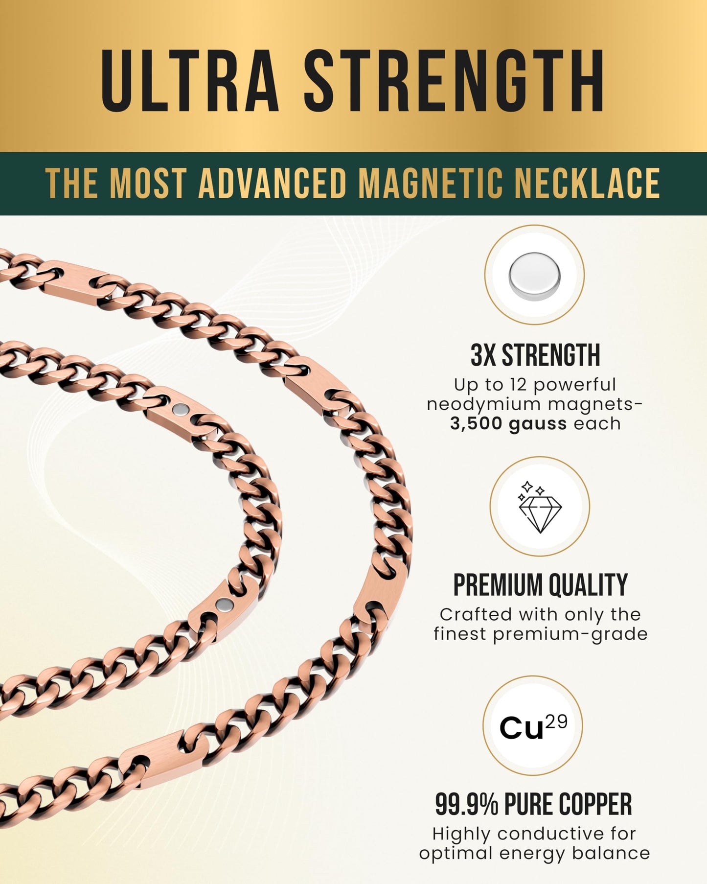 MagnetRX Copper Magnetic Necklace - Effective Necklace for Men and Women - 99.9% Pure Copper Chain with Magnets (20.0 Inches)