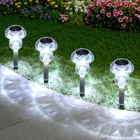 Mancra Solar Lights Outdoor Waterproof, 16 Pack Mushroom Solar Pathway Lights Dusk to Dawn Solar Landscape Lights for Yard, Walkway, Garden Decor, Cool White