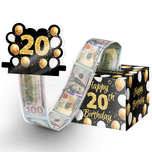 Linelglobal 20th Birthday Cash Gifts, Money Surprise Gift Box with Pull Out Card for Boys Girls