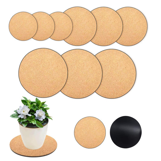 9 Pcs 3 Sizes Cork Plant Coasters Cork Plants Mat - 4/6/8 Inch Corks Plants Pads DIY Plant Coasters for House Plants Indoors