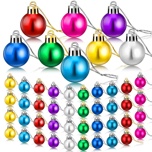 Sumind 48 Pieces Christmas Ball Ornaments Mini Shiny Multicolor Ball Ornament Xmas Miniature Tree Decorations for Christmas Tree Party Holiday Decor(Multicolored,1.2 Inch)