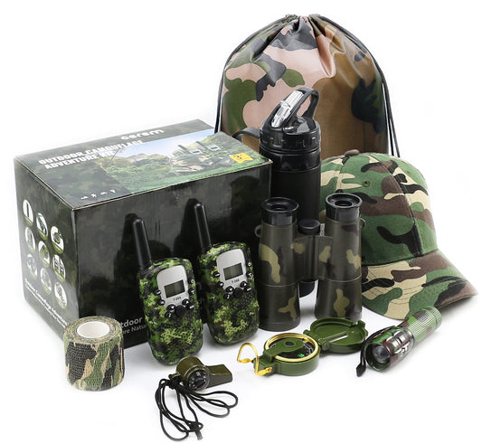 CEREM Kids Explorer Kit - 10-in-1 Nature Explore Set with Walkie Talkies, Binoculars, Compass, LED Flashlight - Outdoor Adventure Kit for Boys and Girls - Complete Camping Gear Bundle