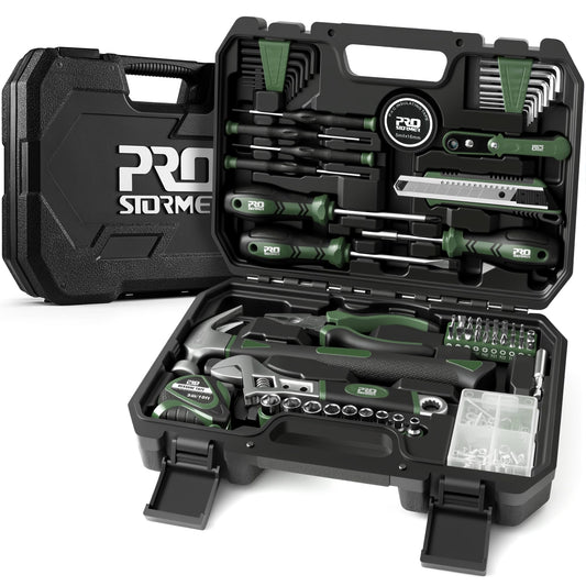 Prostormer 160-Piece Home Repair Tool Set, General Household Hand Tool Kit with Toolbox Storage Case for House, Garage, College Dorm and Office (Green)