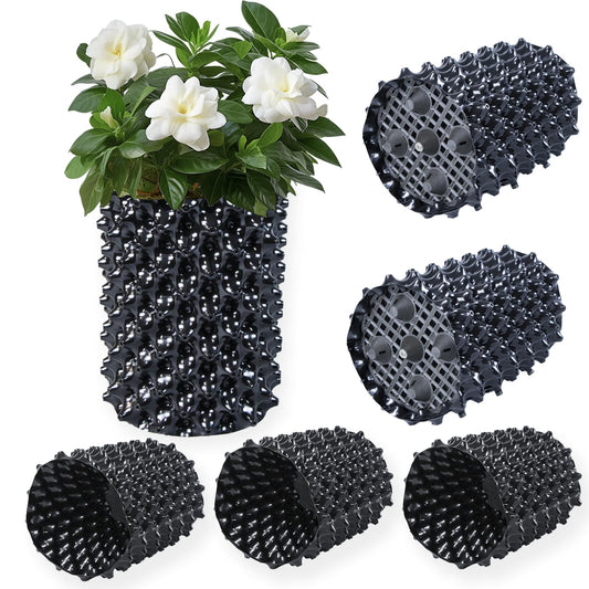 Plant air pruning pot, honeycomb porous structure design, improve root system development, prevent decay, suitable for flowers/vegetables/seedlings, farm planting solutions (Black, 8inches-3G-6P)