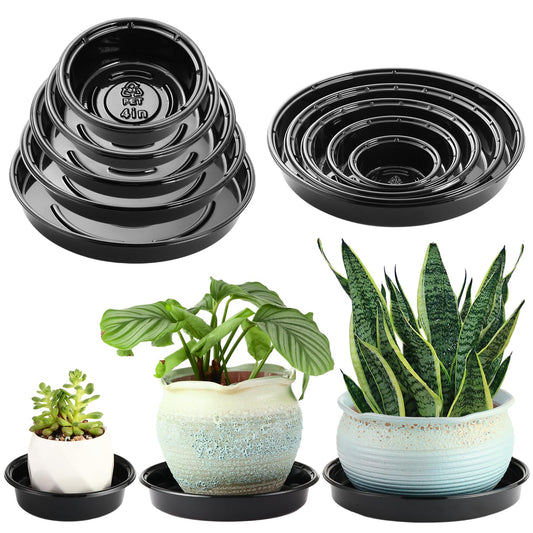 Plant Saucer 30 Pack Plant Trays for Pots 4/6/8/10/12 Inch Plastic Plant Saucers for Outdoors & Indoors Black Drip Trays for Potted Plants Flower Pot Plates to Catch Water Drainage Dishes No Holes