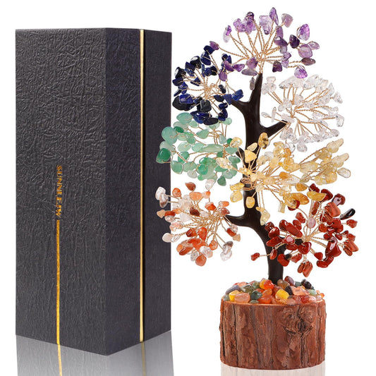 Sunnlejw 7 Chakra Crystal Tree of Life,Handmade Birthday Gifts for Women Mom Sister Boss, Natural Meditation Healing Crystal and Stones for Positive Energy,House Warming Gift, Home Office Decor