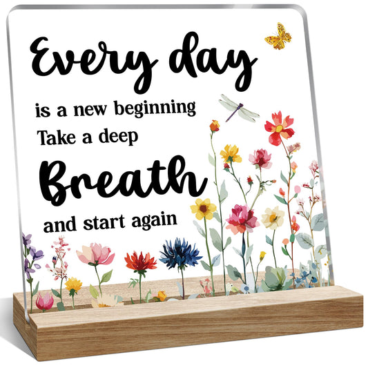 Inspirational Office Desk Decor Gifts for Women, Every day is a New Beginning Motivational Decoration for Home