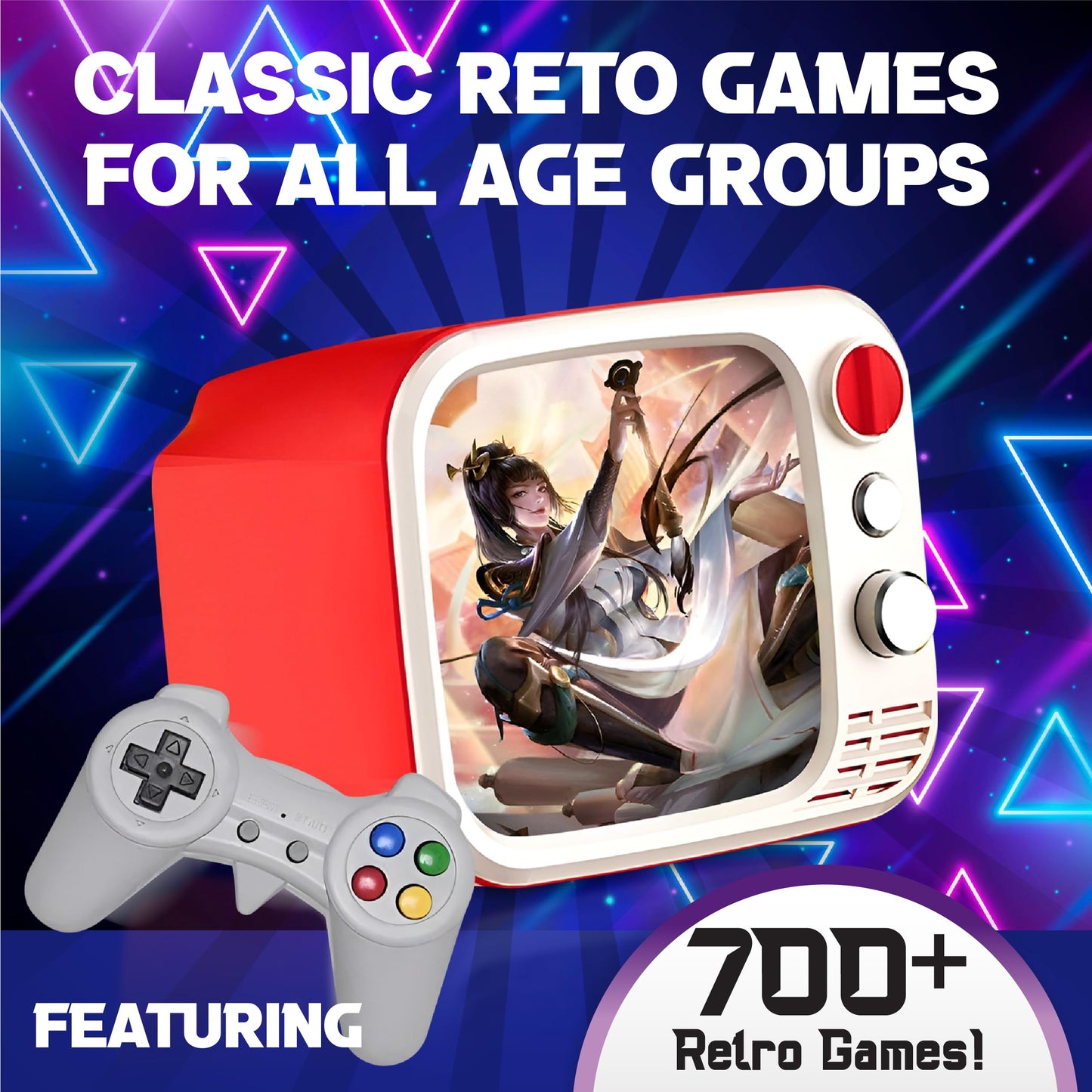 Tiny Arcade TV 3.5" Mini Retro Game - Two Player Playable TV Console & w/ Real Gameplay & Sound - 700+ Classic Video Games - H7 (Red)