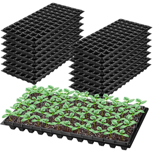 Elcoho 15 Pack Seed Starter Trays 72 Cells Seedling Trays Kit with 1080 Cells Plant Nursery Pots Plastic Plant Grow Plug Trays Mini Propagator for Garden Plant Germination, 21.3 x 11 Inches