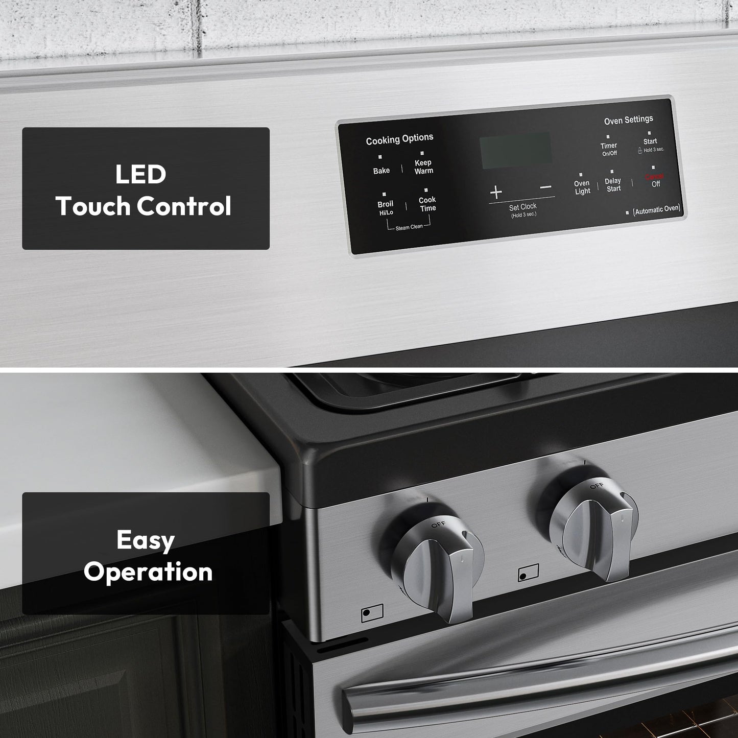Empava 30" Gas Range, 4.8 Cu.Ft Oven with Touch Timer,18K BTU Burner, Freestanding & Slide-in Stove (Natural/LP Convertible) Stainless Steel