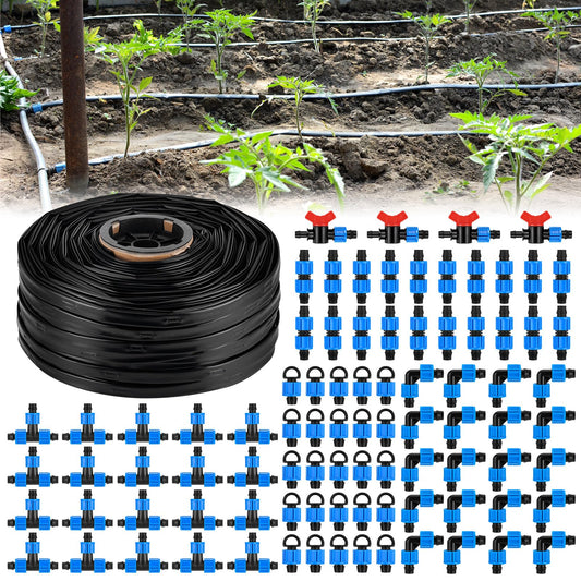 1000 Ft Drip Tape Irrigation Tubing Kit 5/8 Inch Hose 16 Mil Thickness 6" Spacing Automatic Watering System for Gardens Farms Landscapes