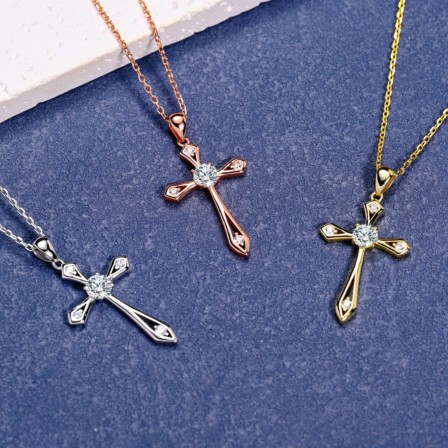 QUALISE Cross Necklace for Women,925 Sterling Silver Birthstone Necklace,Amethyst-February Birthstone Cross Necklace,Faith Religious Fine Jewelry Valentines Day Gifts Birthday Holiday Gifts for Her