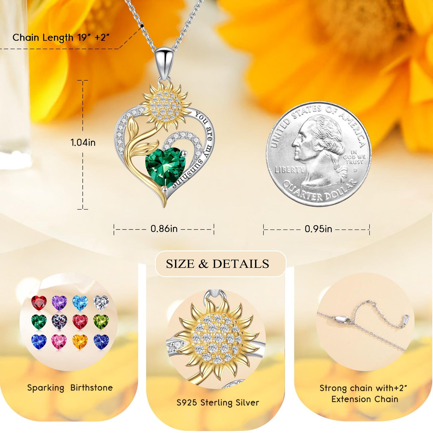Iefil Sunflower Gifts for Women - Sunflower Necklace for Women January Simulated Garnet Birthstone Necklace Anniversary Valentine's Gifts Birthstone Jewelry for Wife Mom