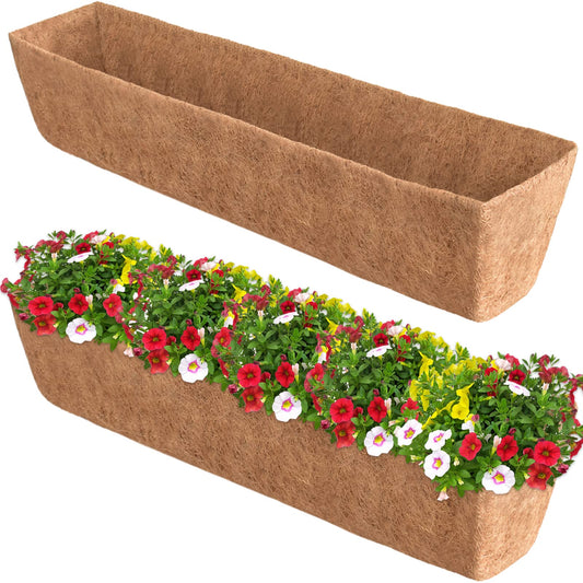 Halatool 2 Pack 48 Inch Window Box Liners Pre-Formed Coconut Fiber Planter Liner 100% Natural Coco Fiber Liners for Planters Hanging Basket Balcony Railing and Porch