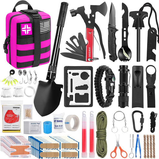 Survival Gear and Equipment with Molle Pouch, for Men Women Camping Outdoor Adventures