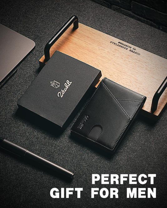 Zitahli Wallet for Men - with Money Clip Slim Leather Slots Credit Card Holder RFID Blocking Bifold Minimalist Wallets with Gift Box