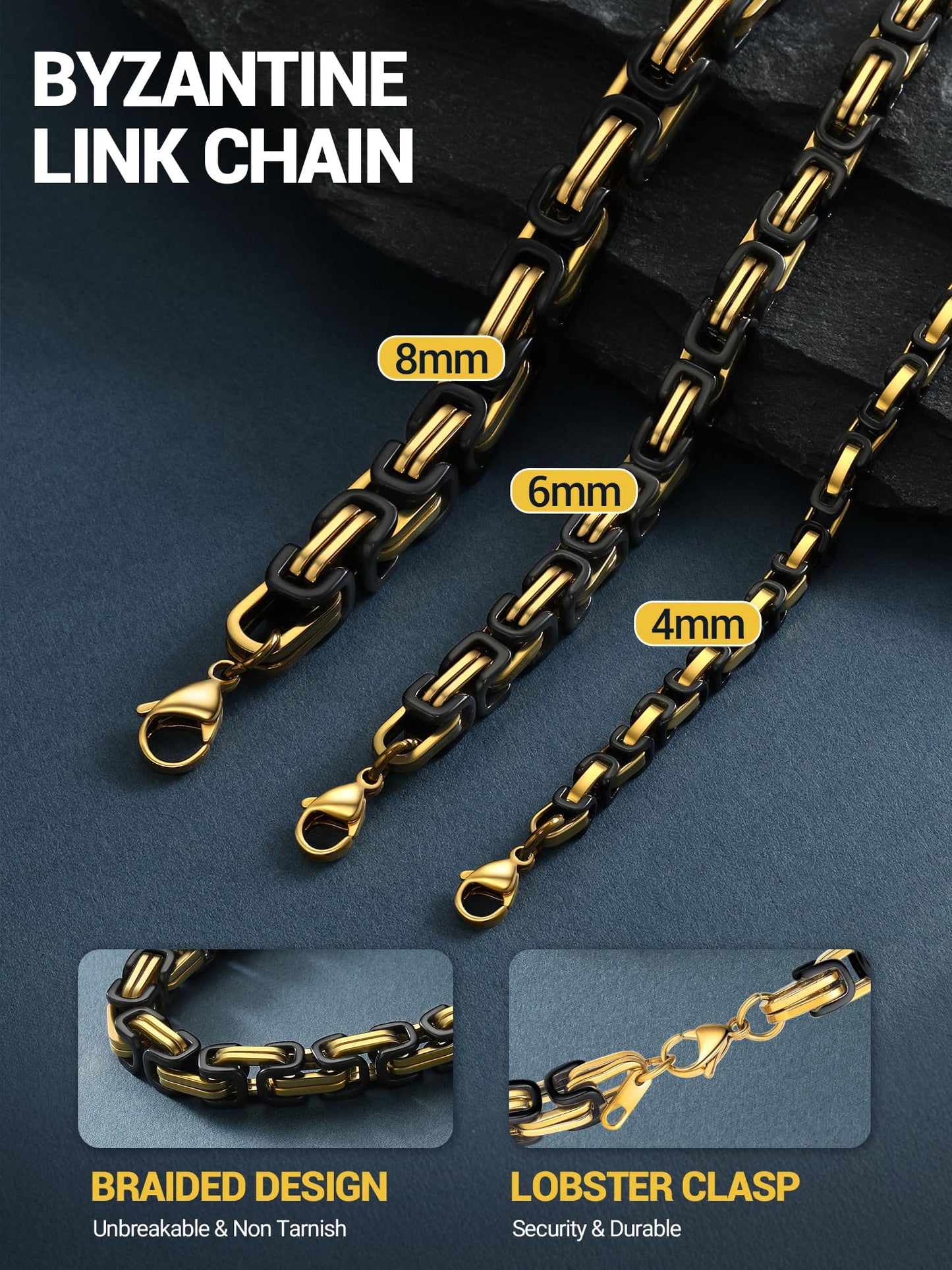 PROSTEEL Biker Necklace Long Necklaces 28 Inch Black Chain For Men