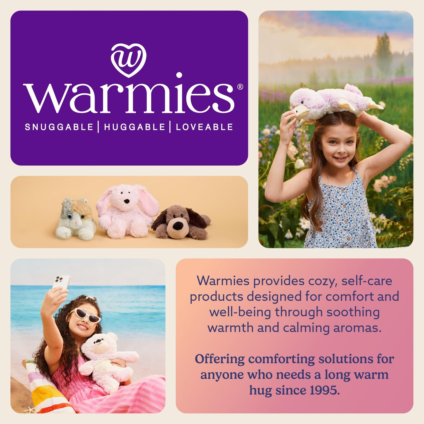 warmies Microwavable & Weighted Stuffed Animals, Blue Monster - Heat & Chill Therapy Animal Heating Pad - Hugging Comfort Weighted Plushies for Adults & Children (Boys, Girls, Babies & Toddlers)