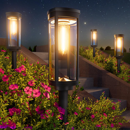 BITPOTT Solar Pathway Lights Outdoor, 4 Pack Bright Solar Powered Garden Lights Waterproof IP65, Long Lasting Outdoor Light for Yard Garden Walkway Landscape Lawn Patio